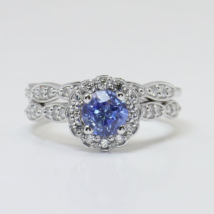 Ceylon Blue Sapphire And Diamond Engagement Ring Set - small