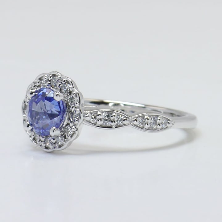 Ceylon Blue Sapphire And Diamond Engagement Ring Set angle 2