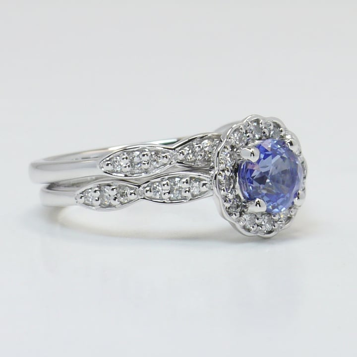 Ceylon Blue Sapphire And Diamond Engagement Ring Set angle 3