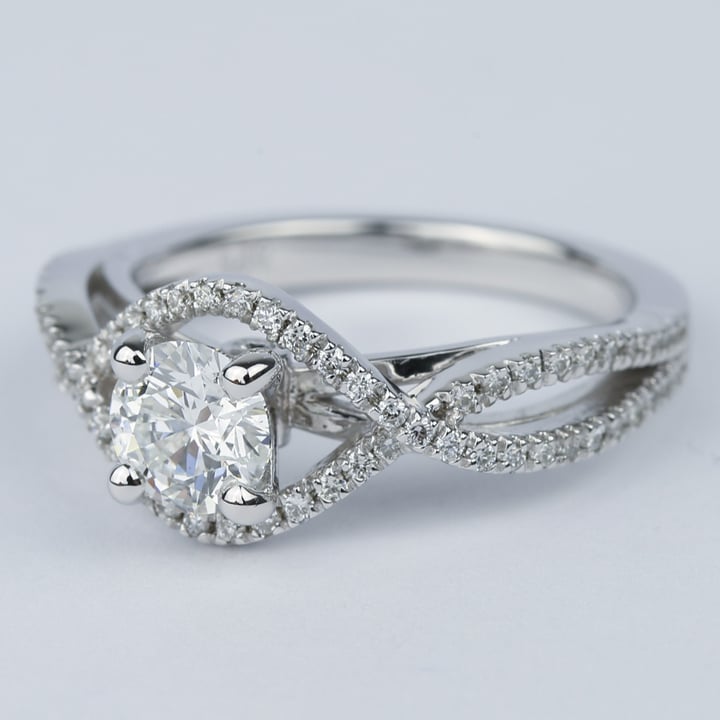 3/4 Carat Split Shank Pave Engagement Ring - small angle 2