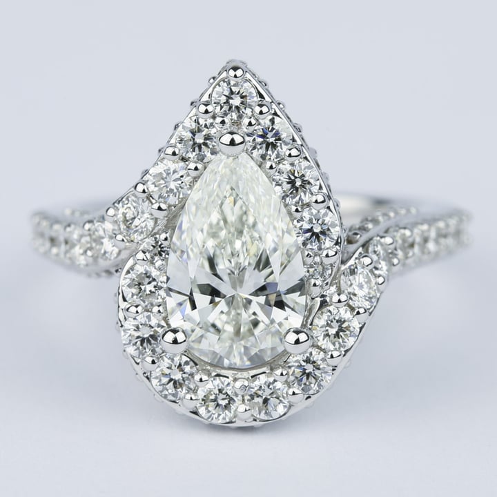 Vintage Pear Diamond Ring With Halo (1.71 Carat) - small
