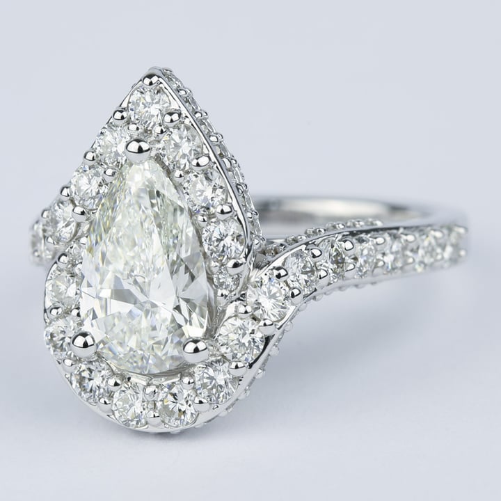Vintage Pear Diamond Ring With Halo (1.71 Carat) - small angle 2