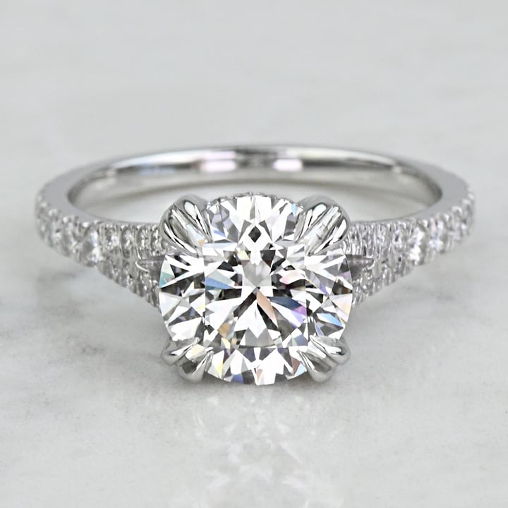 Custom 2.50 Carat Round Diamond Split Shank Engagement Ring