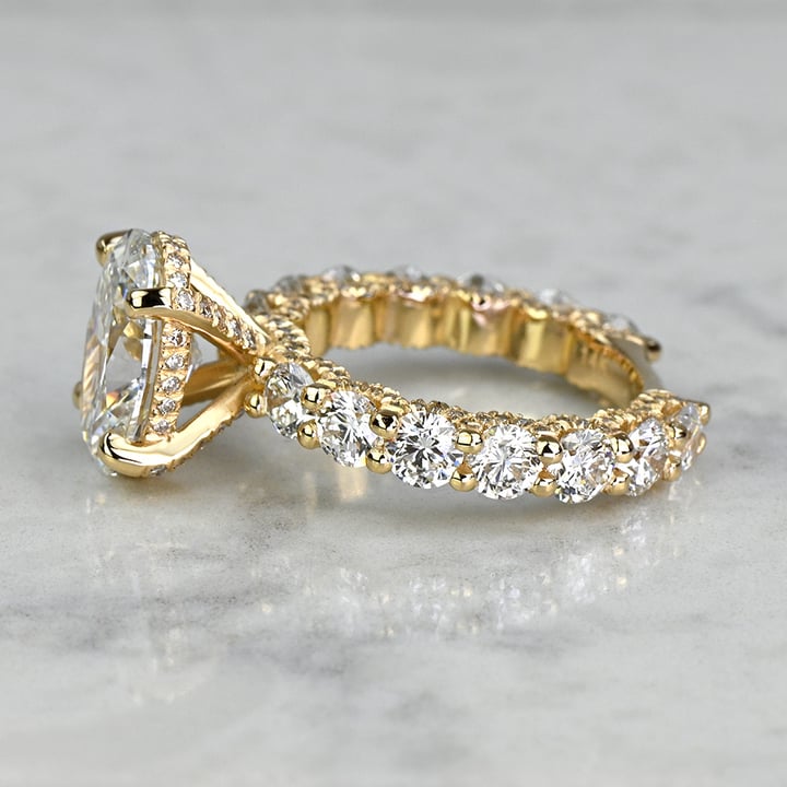 Custom 3 Carat Lab Grown Oval Diamond Encrusted Engagement Ring - small angle 2