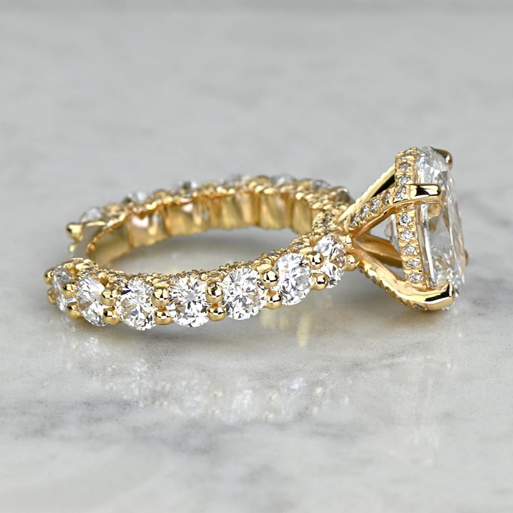 Custom 3 Carat Lab Grown Oval Diamond Encrusted Engagement Ring - small angle 3