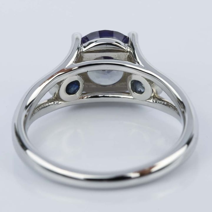 Custom Alexandrite and Sapphire Gemstone Engagement Ring angle 4