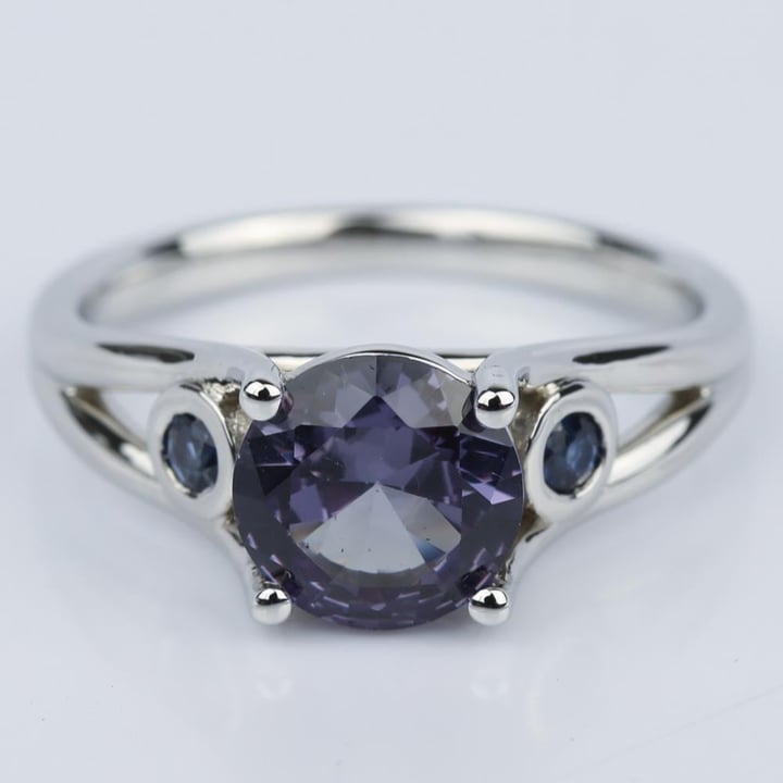 Custom Alexandrite and Sapphire Gemstone Engagement Ring - small