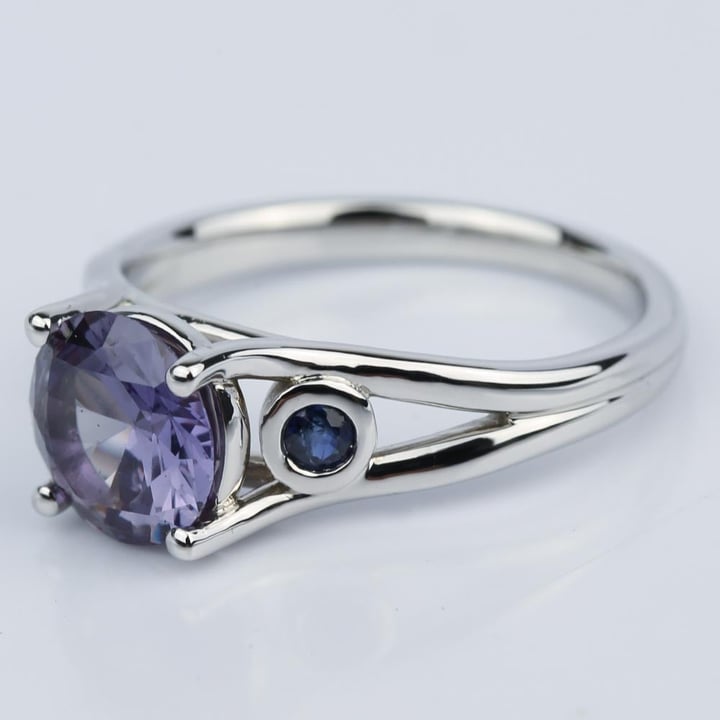 Custom Alexandrite and Sapphire Gemstone Engagement Ring angle 2