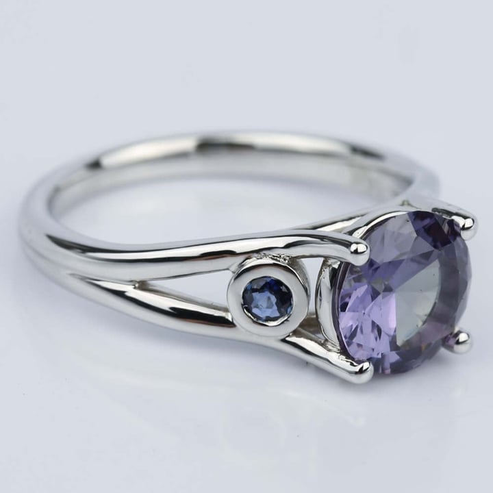Custom Alexandrite and Sapphire Gemstone Engagement Ring angle 3