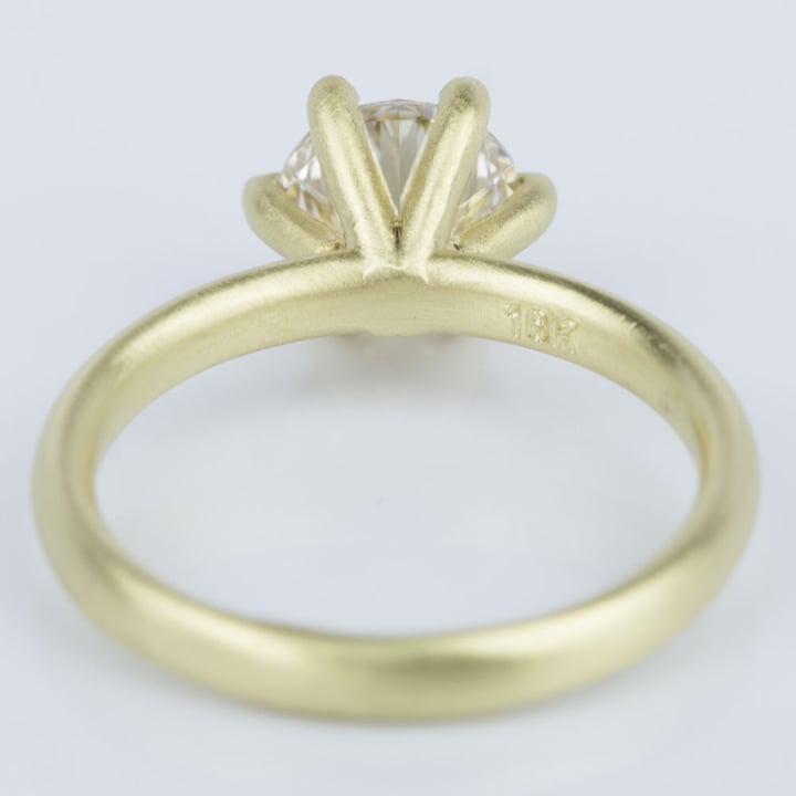 Matte Finish Gold Engagement Ring - Custom Solitaire Design - small angle 4
