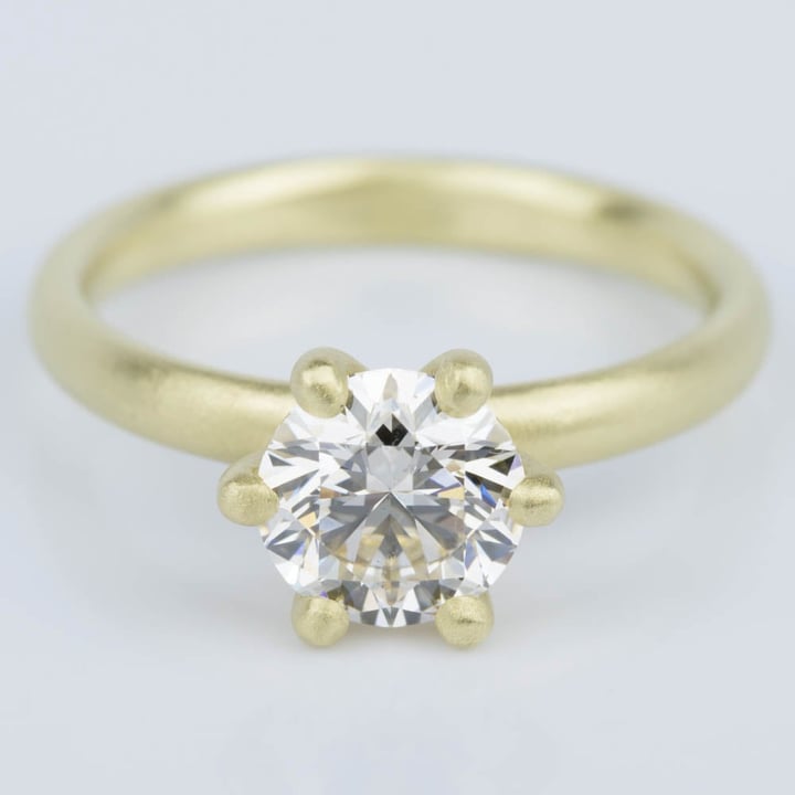 Matte Finish Gold Engagement Ring - Custom Solitaire Design - small