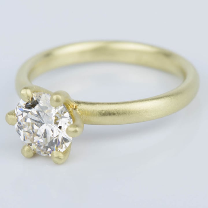 Matte Finish Gold Engagement Ring - Custom Solitaire Design - small angle 2