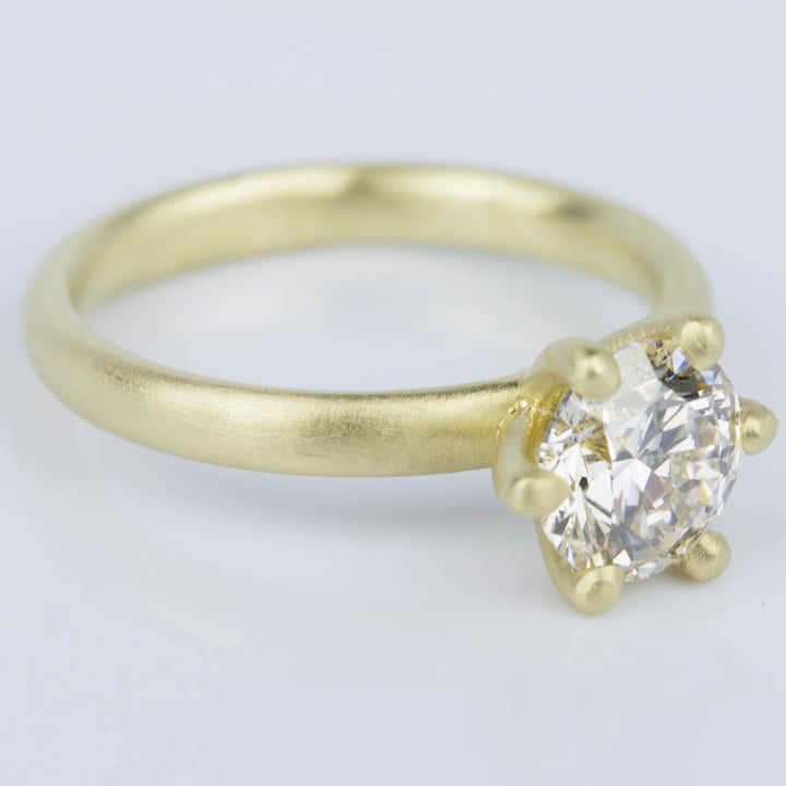 Matte Finish Gold Engagement Ring - Custom Solitaire Design - small angle 3