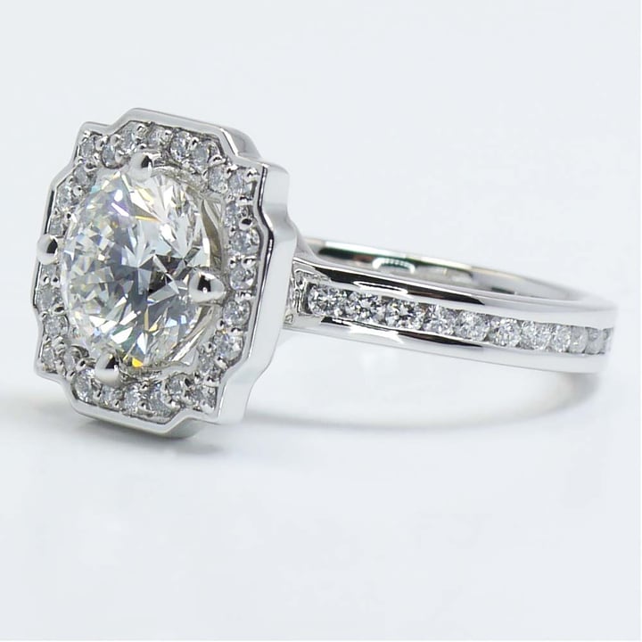 1 Carat Antique Style Round Diamond Ring In Platinum angle 3