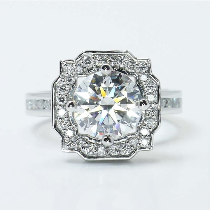 1 Carat Antique Style Round Diamond Ring In Platinum - small