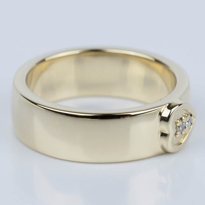 Thick Gold Wedding Band With Heart Design angle 3