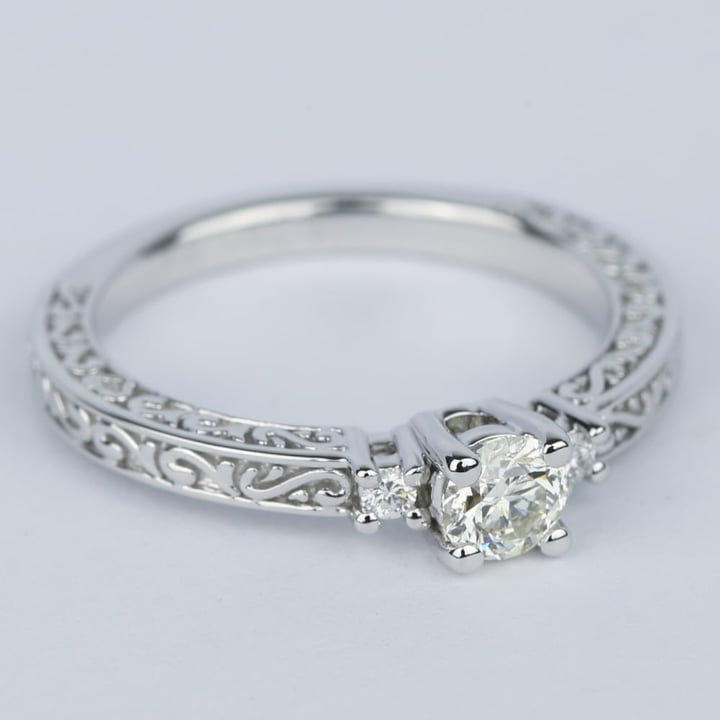 Intricate Antique Scroll Engagement Ring Setting - small angle 3