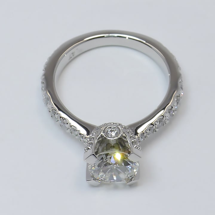 Custom Surprise Pave 1.5 Carat Round Diamond Engagement Ring - small angle 4