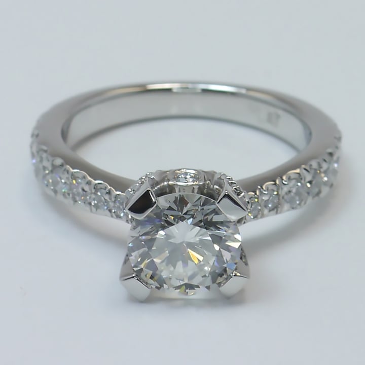 Custom Surprise Pave 1.5 Carat Round Diamond Engagement Ring - small
