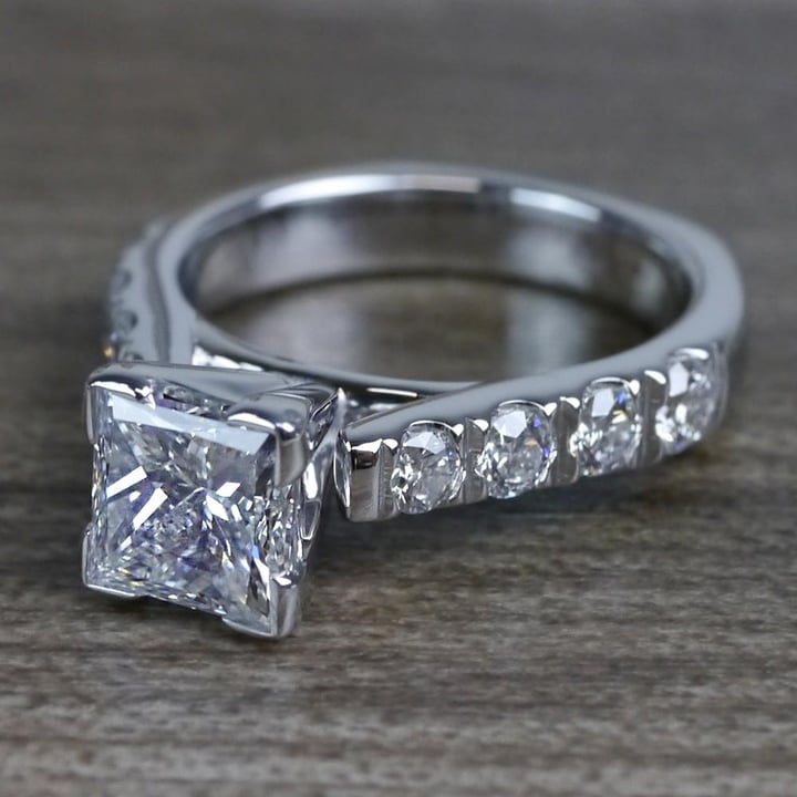 Princess Cut Ring Diamond Band In White Gold angle 2