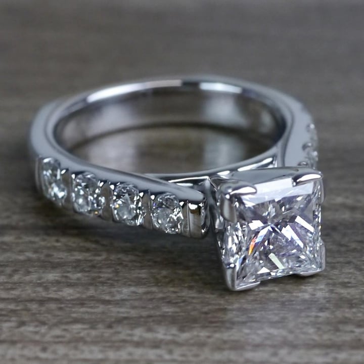 Princess Cut Ring Diamond Band In White Gold angle 3