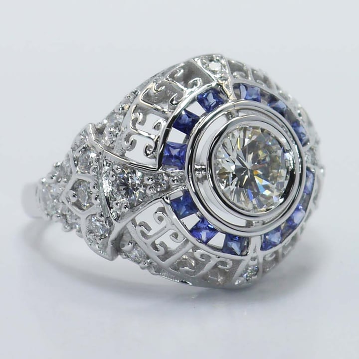 Palladium Sapphire And Diamond Engagement Ring (0.69 Carat) angle 3