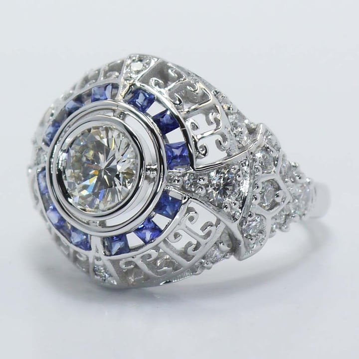 Palladium Sapphire And Diamond Engagement Ring (0.69 Carat) angle 2