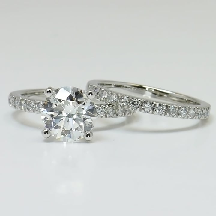 1.30 Carat Round Cut Diamond Bridal Set In Platinum - small