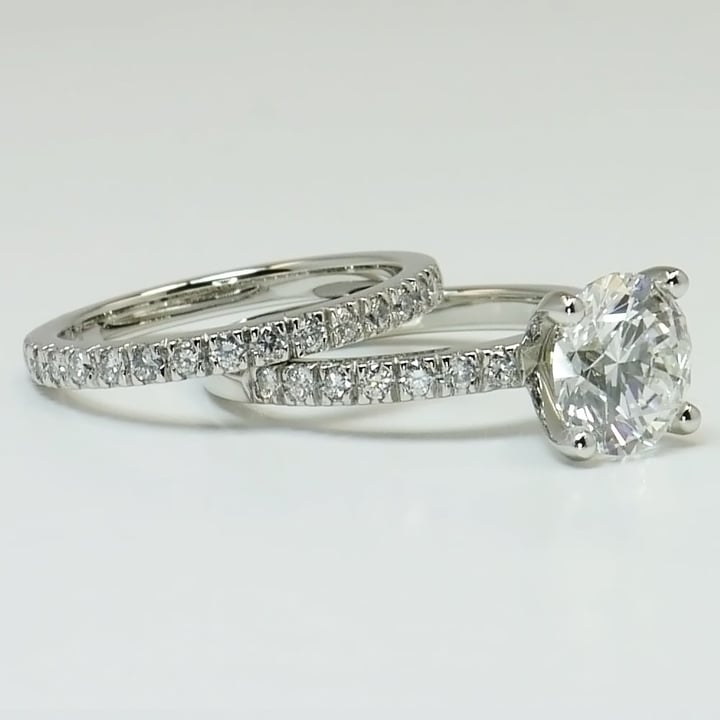 1.30 Carat Round Cut Diamond Bridal Set In Platinum - small angle 2