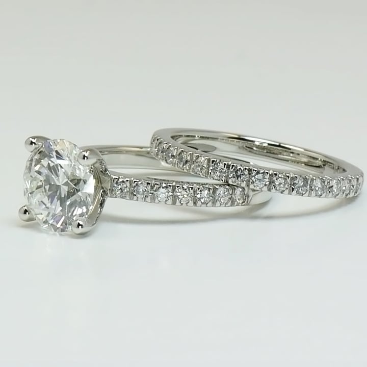 1.30 Carat Round Cut Diamond Bridal Set In Platinum - small angle 3