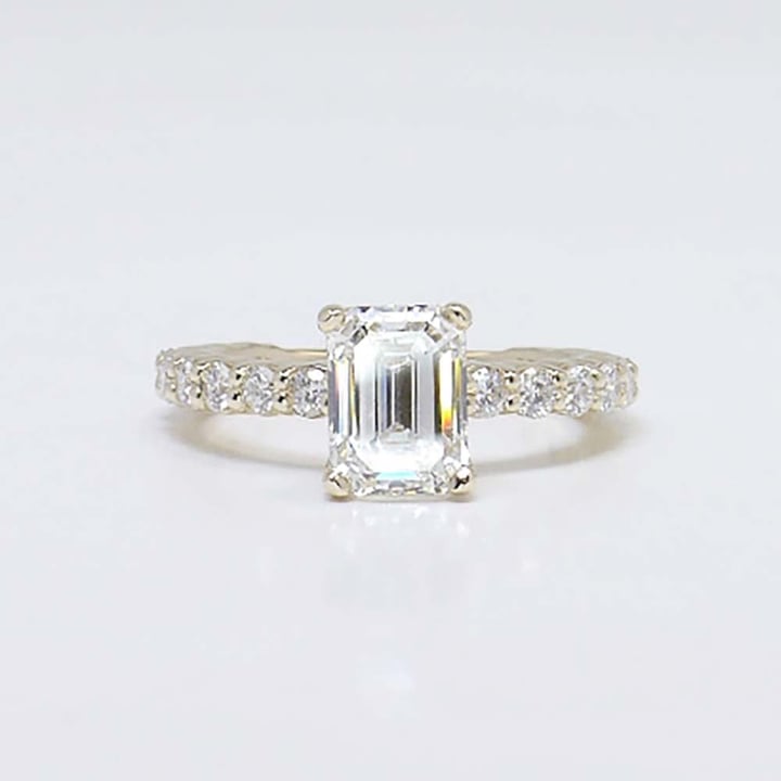 Shared Prong Emerald Cut Diamond Engagement Ring - small