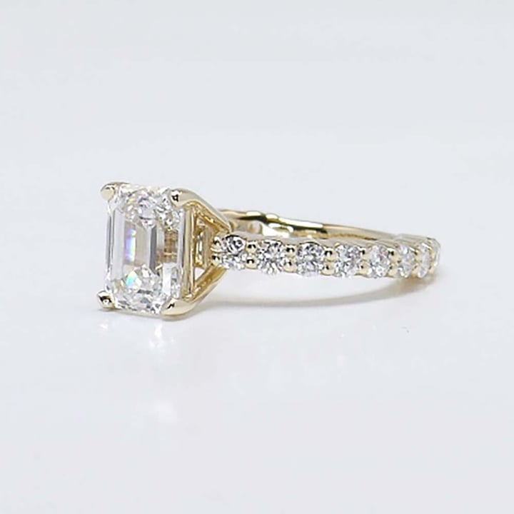 Shared Prong Emerald Cut Diamond Engagement Ring - small angle 2