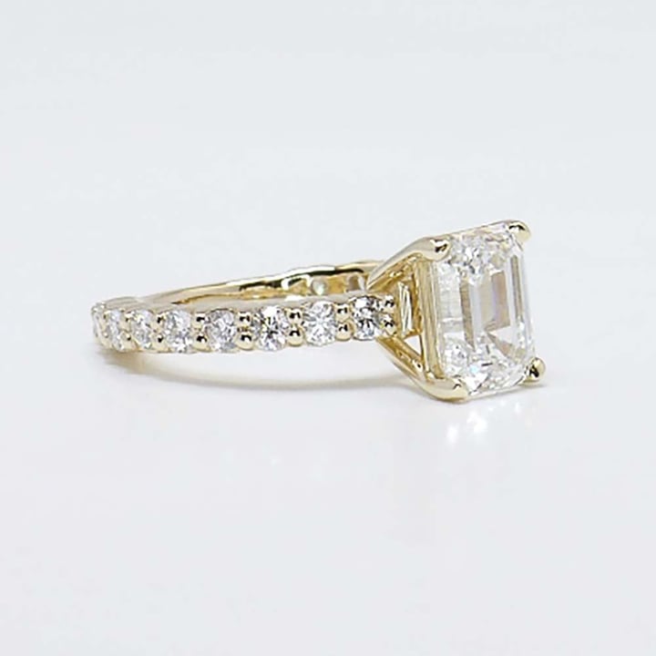 Shared Prong Emerald Cut Diamond Engagement Ring - small angle 3