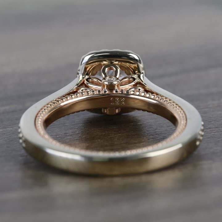 Custom Sunrise Halo 1 Carat Round Diamond Engagement Ring - small angle 4