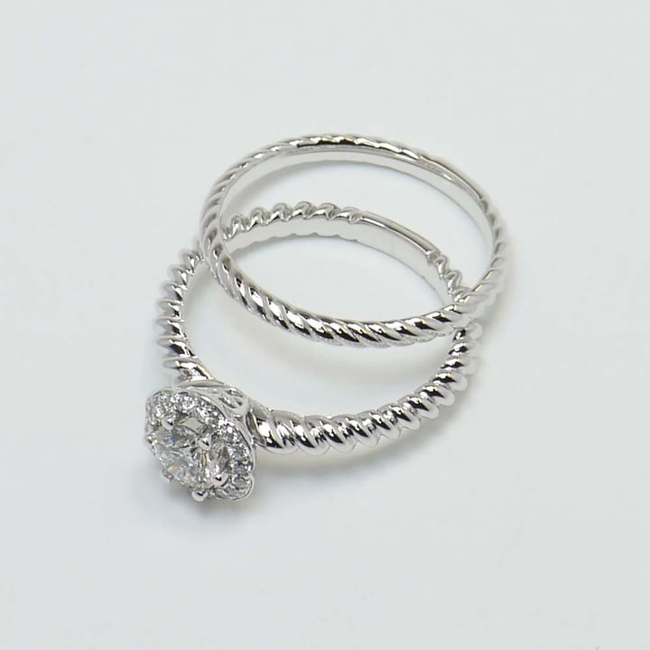 Twisted Rope Engagement Ring And Wedding Band Set - small angle 2