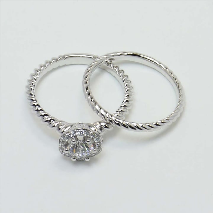 Twisted Rope Engagement Ring And Wedding Band Set - small angle 3