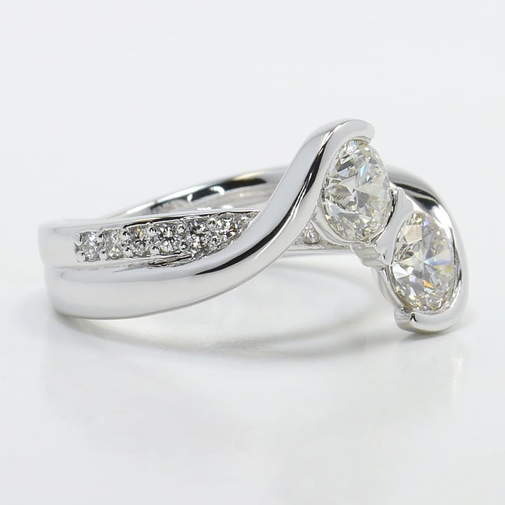 Custom Two Stone Diamond Ring (Bezel Set Twist Design) - small angle 3