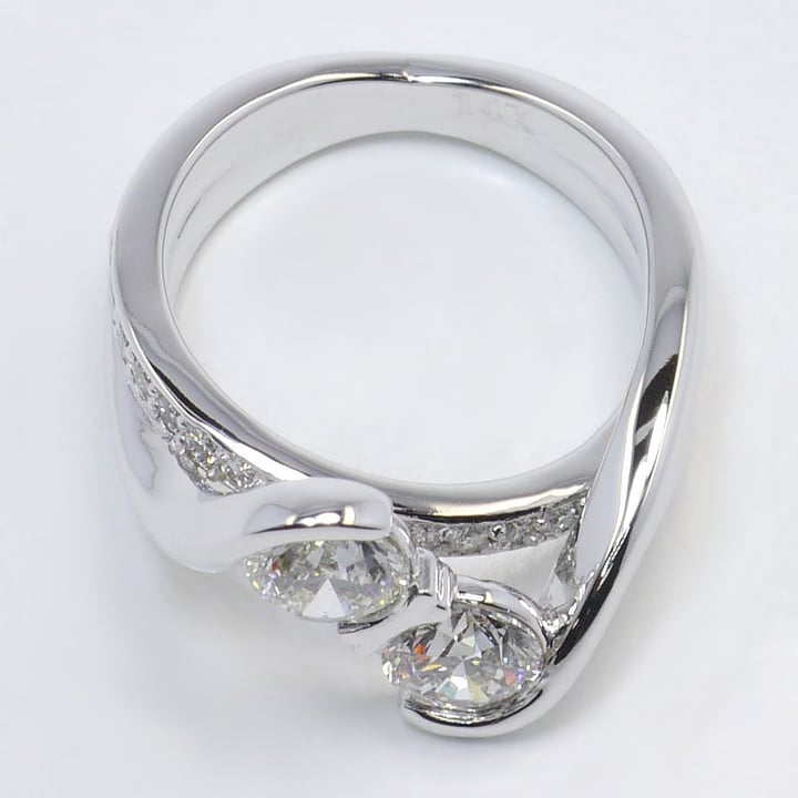 Custom Two Stone Diamond Ring (Bezel Set Twist Design) - small angle 4
