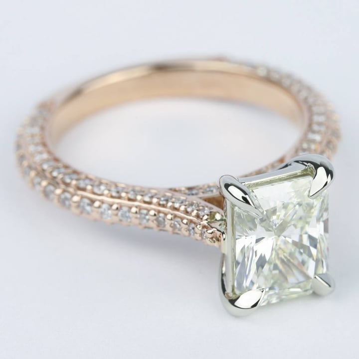 Radiant Cut Diamond Ring In Rose Gold - small angle 3