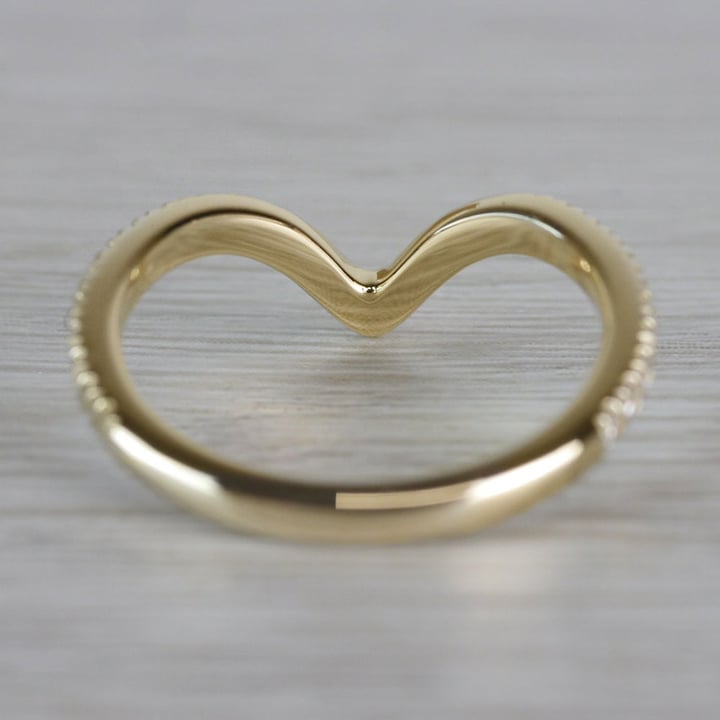 V Style Ring In Yellow Gold With Pave Diamonds - small angle 4