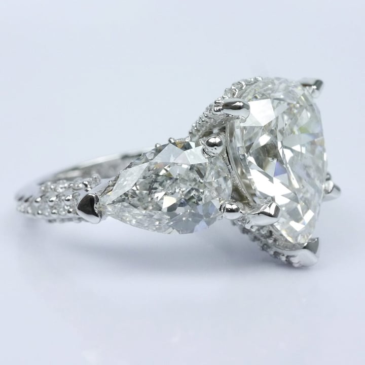 Pear Shaped Engagement Ring, Pear Cut Side Diamond Ring, Pear Halo Ring, 3.5 ct Diamond Ring, High Quality Diamond Ring