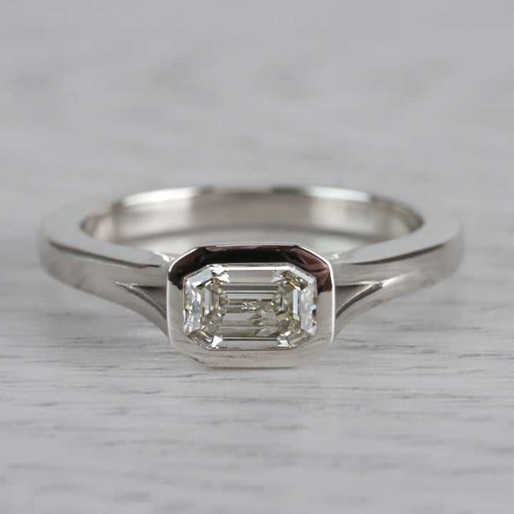 East West Emerald Cut Moissanite Engagement Ring - small