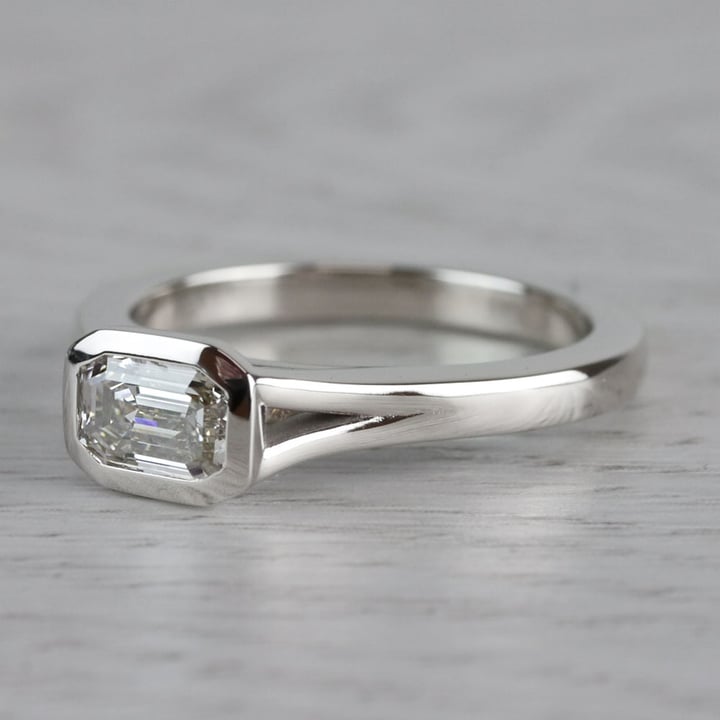 East West Emerald Cut Moissanite Engagement Ring - small angle 2