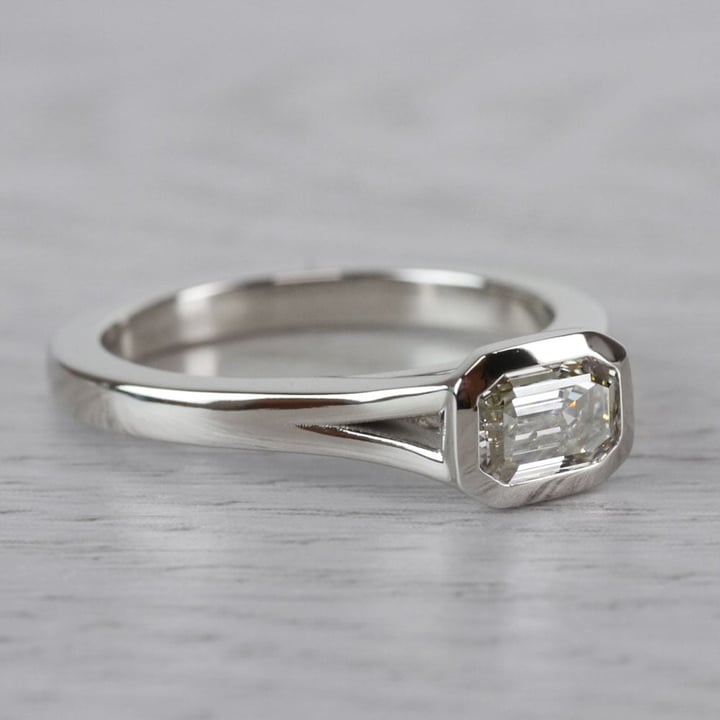 East West Emerald Cut Moissanite Engagement Ring - small angle 3