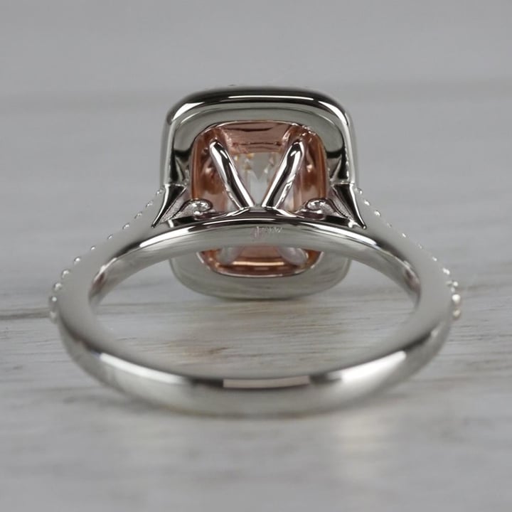 Double Halo Emerald Engagement Ring In White And Rose Gold - small angle 4