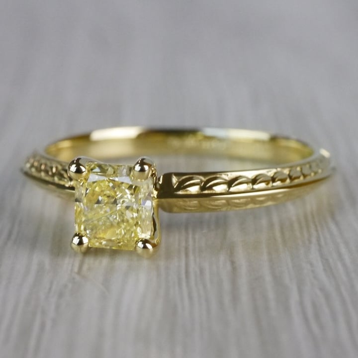 Fabulous Fancy Yellow Diamond Antique Engagement Rings - small angle 2