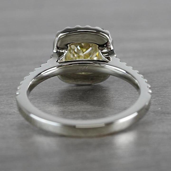 Fancy Yellow Cushion Cut Diamond Ring - small angle 4