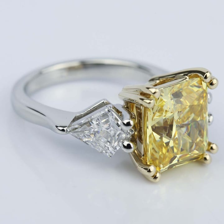 Kite Shaped And Fancy Yellow Diamond Engagement Ring - small angle 3