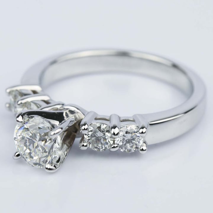 Round Five-Diamond Engagement Ring in White Gold (0.97 ct.) - small angle 2