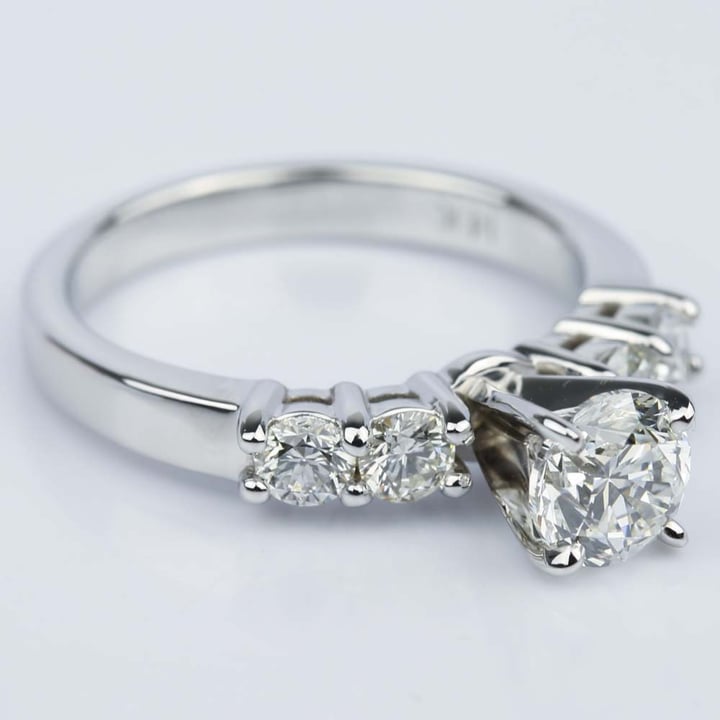Round Five-Diamond Engagement Ring in White Gold (0.97 ct.) - small angle 3